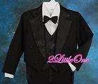 Boy Black Formal Tuxedo Suit Wedding Pageboy Size 7