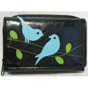  Love Birds and Birds Nest with Eggs Small Wallet Black 