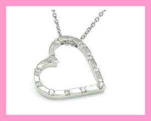 Channel Set 14K WG Diamond Heart Necklace  