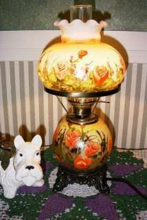 GONE w/WIND PARLOR LAMP ~RED ROSES TABLE LAMP  