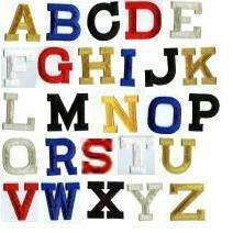Iron on Embroidered Alphabet Letters BLUE your choice  