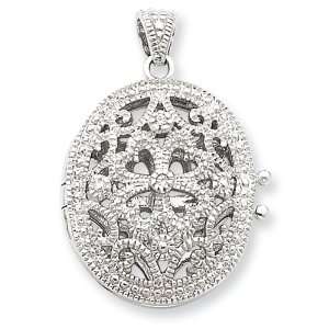  Sterling Silver CZ Locket Jewelry