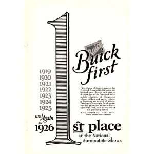 1926 Ad Buick 1st Place in National Automobile Shows Original Vintage 
