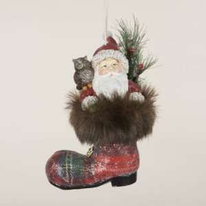  Pack of 6 Country Cabin Santa Claus in Tartan Boot 