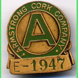 ARMSTRONG CORK COMPANY Lancaster PA 1947 Pinback PIN  