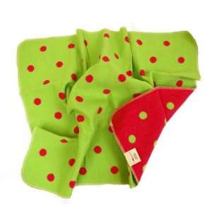  Juwel Green and Pink Polka Dot baby blanket by David 