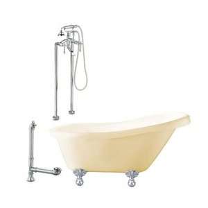   60 Inch Tub Set LH2 PC B Bisque with Chrome