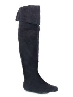 NEW QUPID Women Casual Over the Knee High Cuff Flat Boot sz Black 