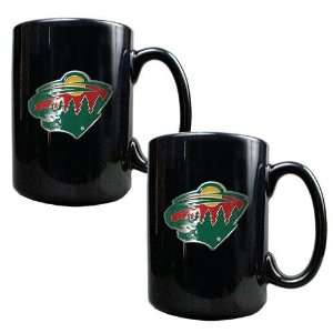 Minnesota Wild NHL 2pc Black Ceramic Mug Set   Primary Logo  