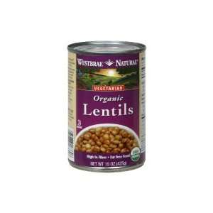  Westbrae Natural Lentils, Organic, 15 oz, (pack of 3 