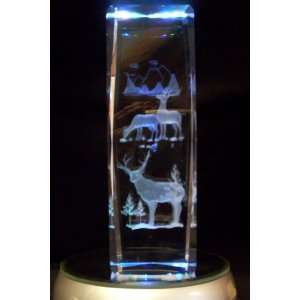  Laser Etched Crystal Deer 6 Inches Tall