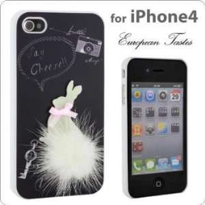  European Tastes Stylish iPhone 4 Cover (Rabbit/Black 