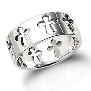  Sterling Silver Cut Out Cross Ring, 10 Jewelry