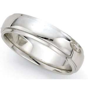  Plain Dome Step Wedding Band in Platinum (6mm) Jewelry