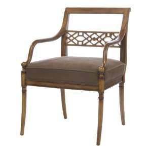 Hollywood Regency Golden Sable Fretwork Occasional Arm Chair