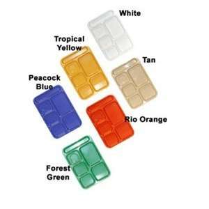  Lunch Tray, 6 Compartment, Right handed, Rio Orange, ABS Plastic 