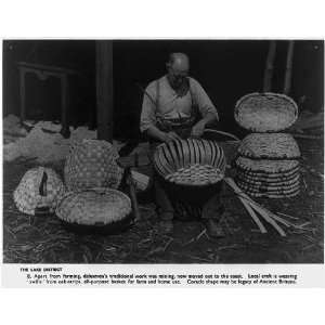 Lake District,Great Britain,man weaving swills,baskets,from oak strips 