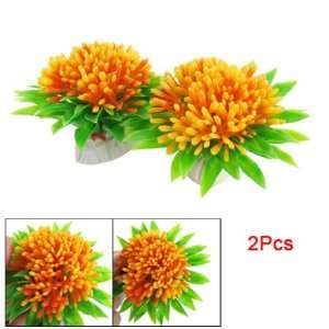  Como 2 Pcs Aquarium Landscaping Ceramic Base Orange Flower 