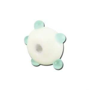 13mm White with Pale Sea Foam Edge Bumps Rondelle Lampwork Beads Large 