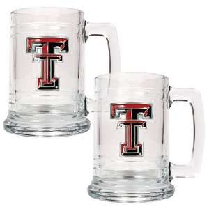  Texas Tech Red Raiders NCAA 2pc 15oz Glass Tankard Set 