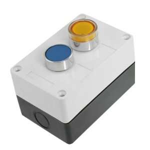   Yellow Signal Light Blue Flat Cap Momentary Push Button Switch Station