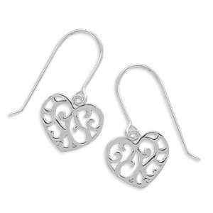 Genuine Elegante (TM) .925 Sterling Silver Cut Out Heart Design French 