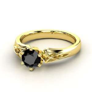    Fiona Ring, Round Black Diamond 14K Yellow Gold Ring Jewelry