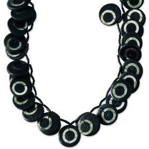  Black Hamba Wood & Sequin Slip On 46in Necklace Jewelry