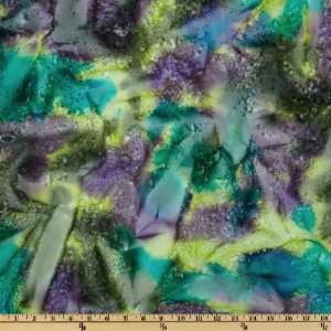  44 Wide Indian Batik Lava Spray Tie Dye Lime/Teal/Purple 