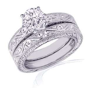 com 0.90 Ct Round Solitaire Diamond Antique Engagement Wedding Rings 