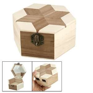   Wooden 6 Pointed Flower Decor Hexagon Shaped Jewelry Holder Jewelry