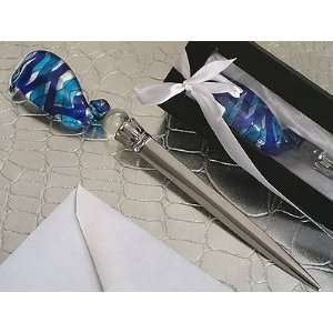   Letter Opener Blue and Silver Swirl Design