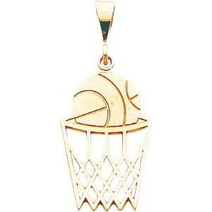  14K Gold Basketball in Net Charm Jewelry