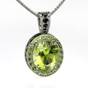   18K White Gold Necklace with Green Tourmaline & Black Diamond Jewelry
