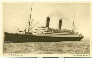 1920s Cunard R.M.S. Carmania Postcard  
