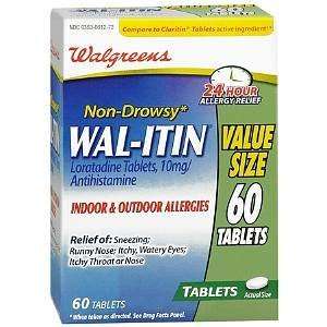   Wal Itin 24 Hour Allergy Relief Tablets, 60 ea 
