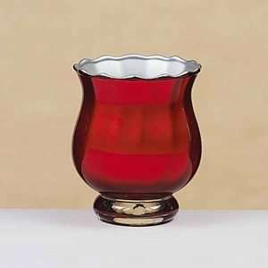 Red Silver Flared Glass Votive Candle Holder Wedding 