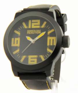 Kenneth Cole Mens Casual Bold Black Rubber Sharp Yellow Reaction 