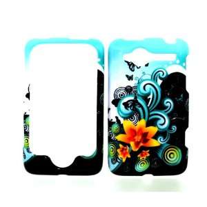 Blue Splashing Flower Wave Snap on Hard Protective Cover Case for HTC 