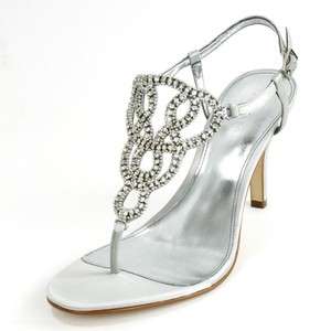 Calvin Klein Shoes Married Satin Sandals Silver Heel Height Rhinestone 