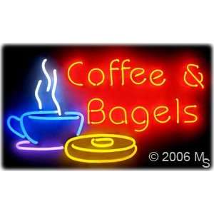 Neon Sign   Coffee & Bagel   Extra Large 20 x 37  