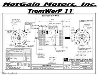 TransWarP 11, 43.7 Max HP, DC, Electric Motor, 72 Volt, 135 ft lbs, EV 