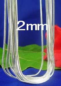 Silver EP 2mm Solid Snake Chain 16~24 Wholesale 10pcs  