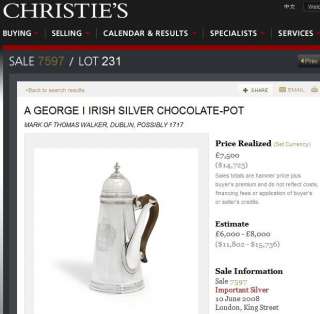 Below youll find few original chocolate pots, sold by Sothebys and 