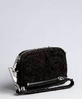 Alexander Wang black distressed leather Fumo wristlet wallet