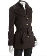 Miss Sixty brown melange wool blend knit collar belted coat style 
