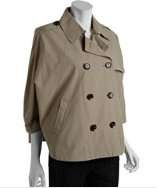 Calvin Klein tan cotton blend cropped double breasted trench style 