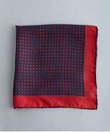 Joseph Abboud red diamond print silk pocket square style# 319496901