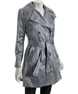 Elie Tahari slate cotton poly sateen Candice belted trenchcoat 