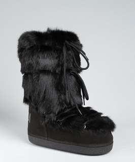 Fendi black suede and rabbit fur St. Mortiz moon boots